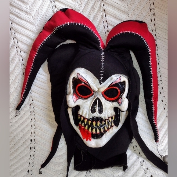 Easter Unlimited FUN  WORLD Skeleton Jester Mask Full Head Rubber Vinyl Face - Picture 1 of 10